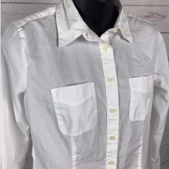 Loft Ann Taylor Softened Shirt Button Front White - Picture 2 of 8
